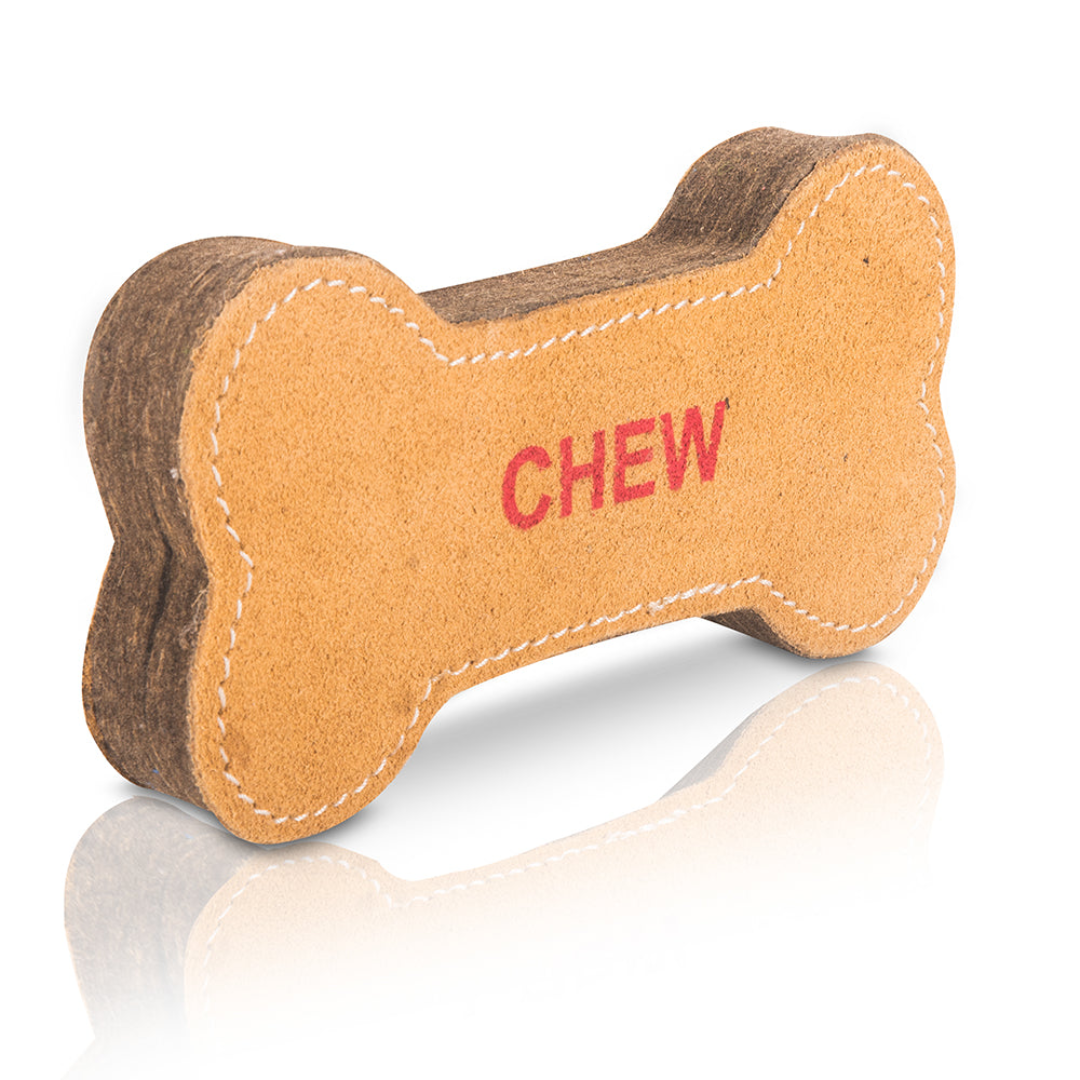 Natural Suede Leather Chew Toy (Bone) for Pets
