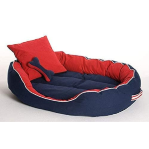 Reversible Red & Blue Pet Bed