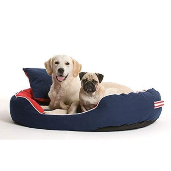 Reversible Red & Blue Pet Bed